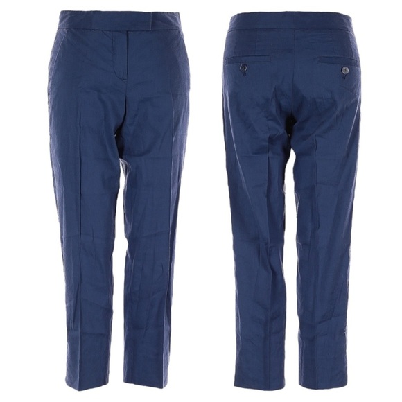 Theory Ibbey C Admiral Crepe Linen Dress Ankle Pants 00 NWT Easton Blue $240 - Picture 1 of 9